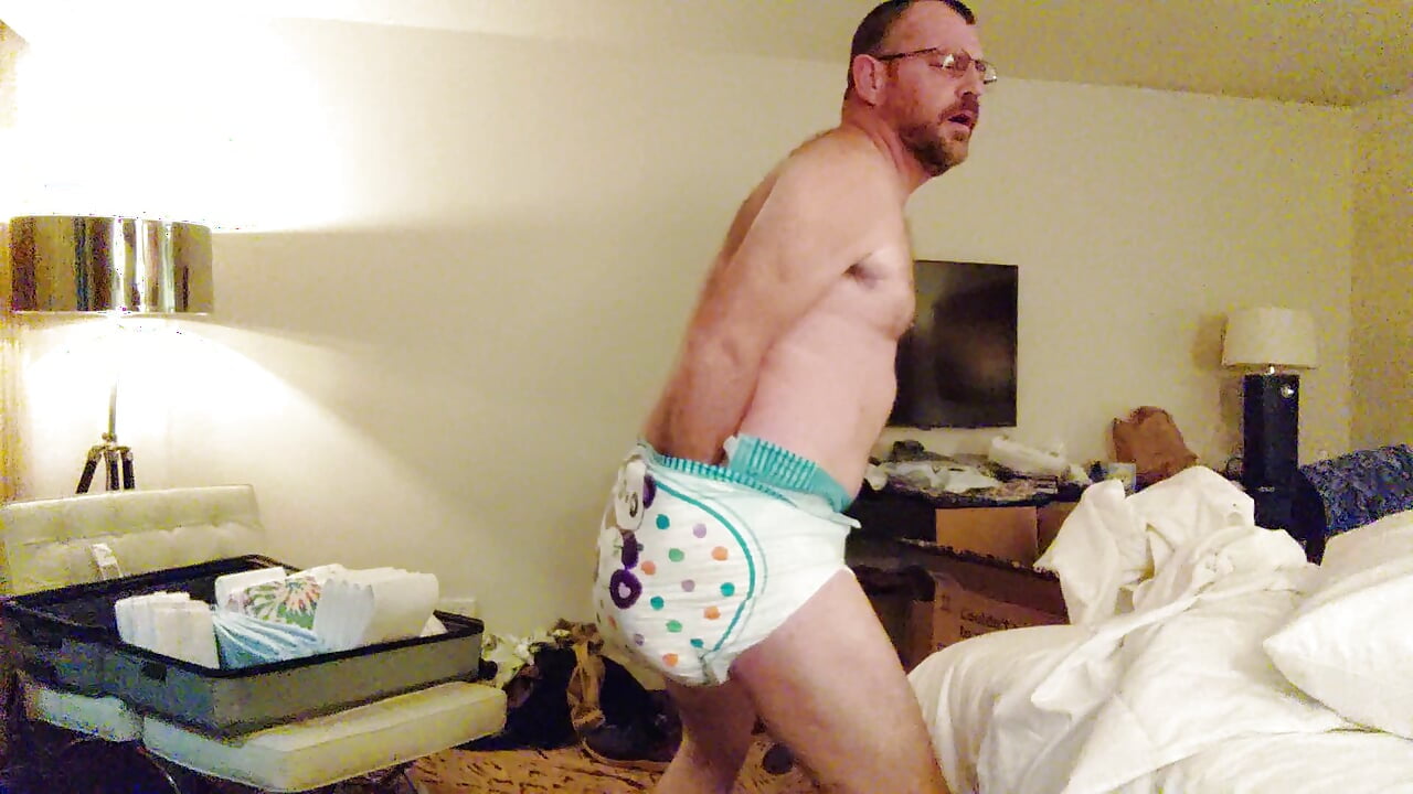 Massive butt plug in diaper for Daddy