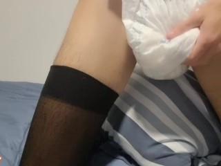 Diaper Boy Humping A Pillow And Jerking Off