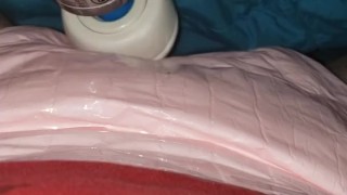Playin with my magic wand in my pretty pink wet diaper