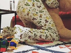 ABDL boy poops diaper in pajamas